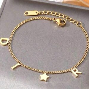 Gold Plated Stainless Steel Gold Initial Charm Bracelet
